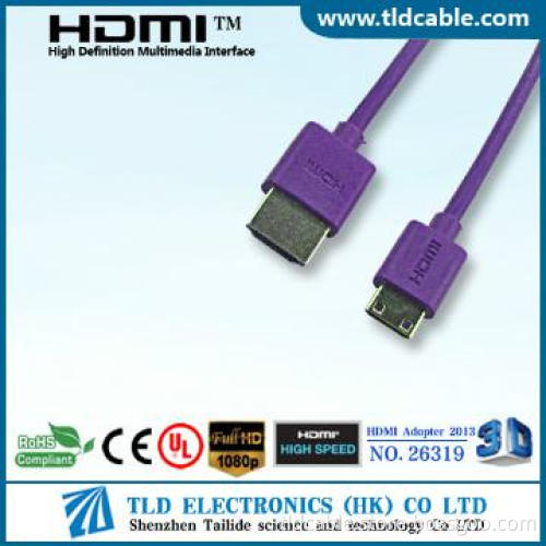 Purple High Quality super slim hdmi cable AM to CM